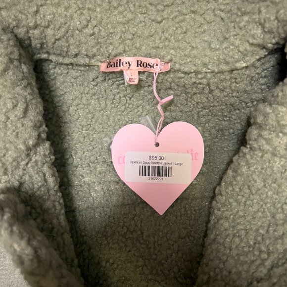 Bailey Rose Spencer Sage Sherpa Jacket - Picture 5 of 5